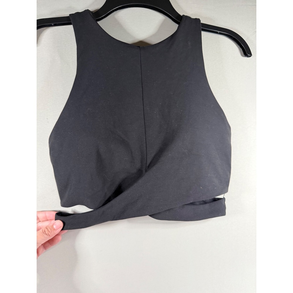 Athleta Conscious Cut Out Crop Top D-DD Black High Neck Keyhole Small